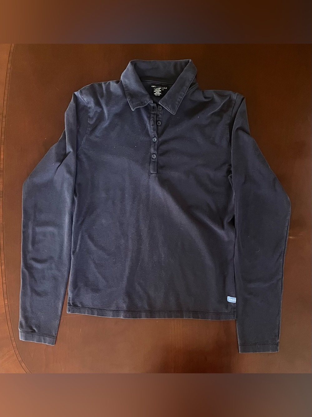 Long-Sleeve Navy Polo Shirt